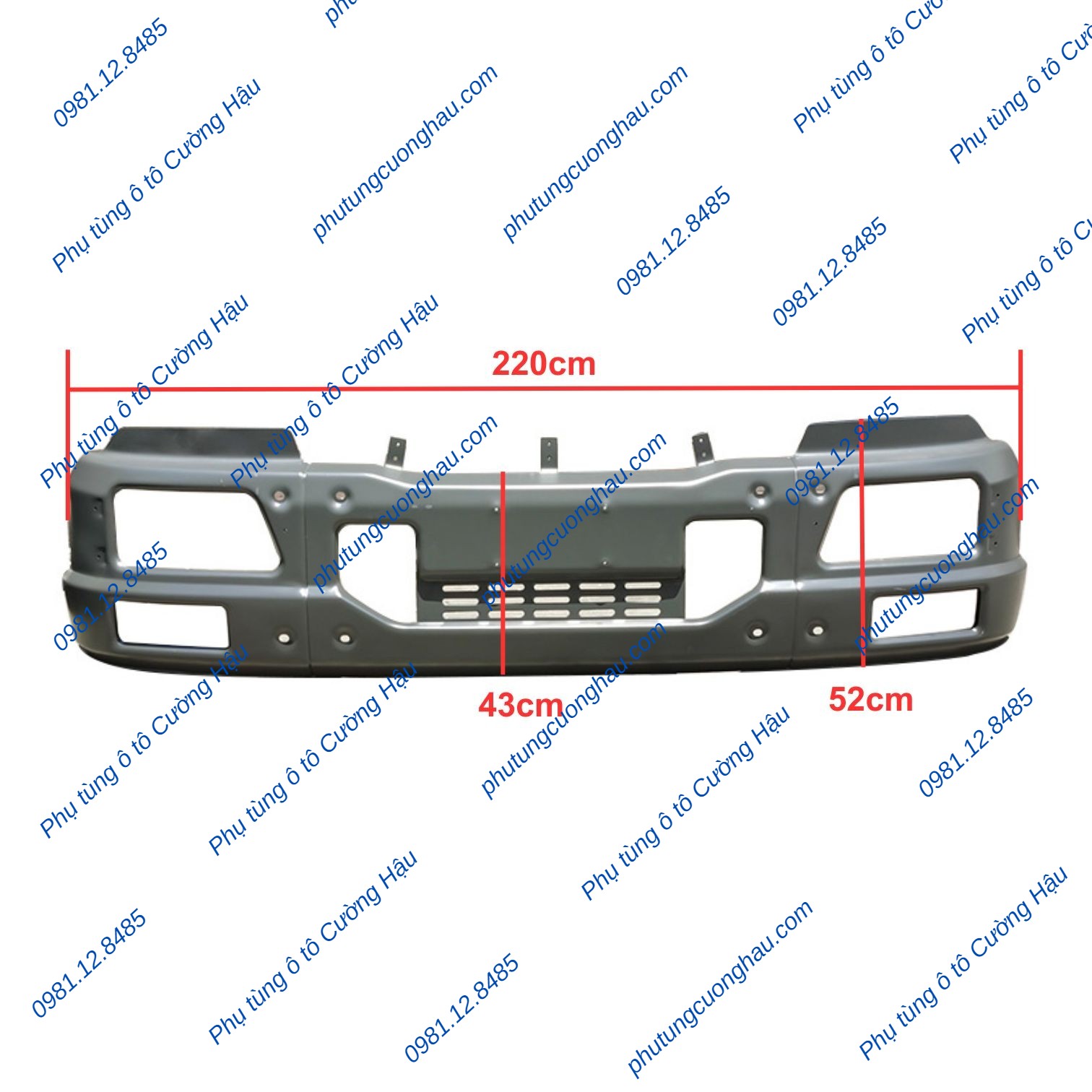 Thumbnail Ba đờ sốc xe ben DongFeng Hoàng Huy 8T dài 220cm, cao 52cm