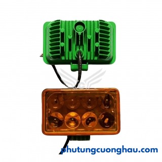 Đèn LED vuông 8 bóng vàng lồi, vỏ xanh